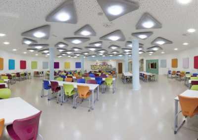 Prostorová akustika v jídelně anglické školy